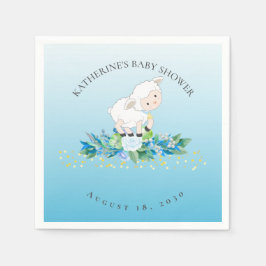 Niedlich Lamm Blue Floral Boy Baby Dusche Serviette