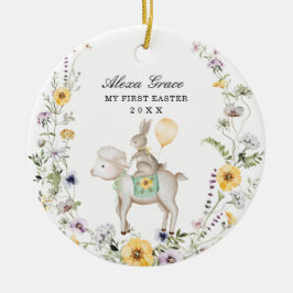 Niedlich Lamm Bunny Wildblume Baby First 1. Osterf Keramik Ornament
