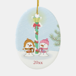Niedlich lassen es Schneeschauer Schneemensch Weih Keramikornament