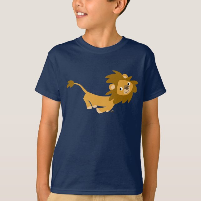 Niedlich laufende Cartoon Löwenkinder-T - Shirt (Vorderseite)