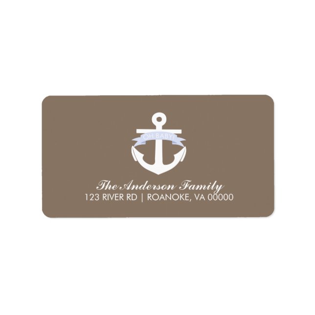 Niedlich Lavendel Anchor & Ribbon Nautical Baby Du Adressaufkleber (Vorne)