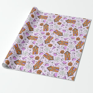 Niedlich Lavendel Lila Halloween Spuk House Art Geschenkpapier
