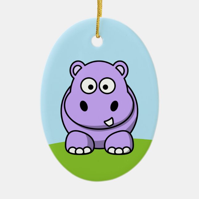 Niedlich Lavender Hippo Keramik Ornament (Vorne)
