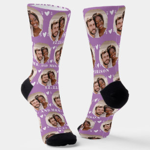 Niedlich Lavender Newlyweds Foto Wedding Socks Socken