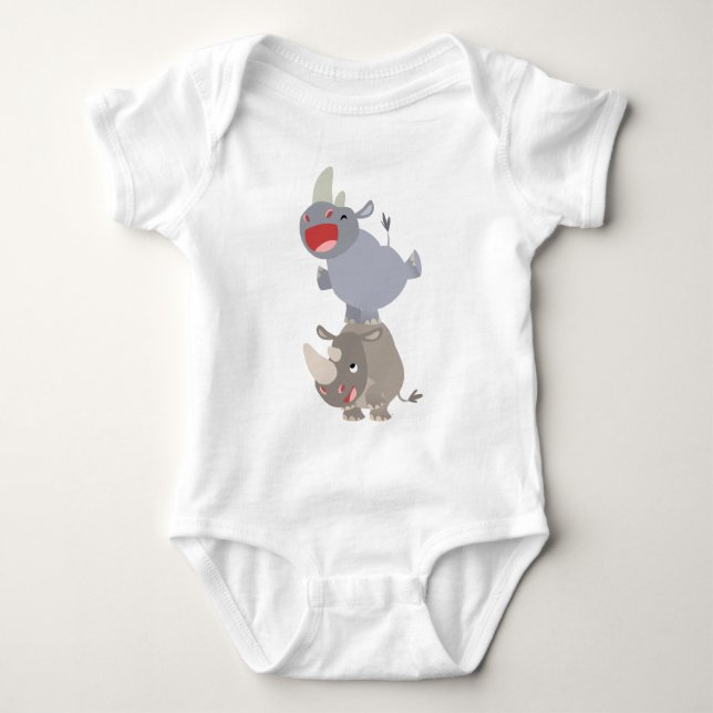 Niedlich Leapfrog Cartoon Rhinos Baby Baby Strampler (Vorderseite)