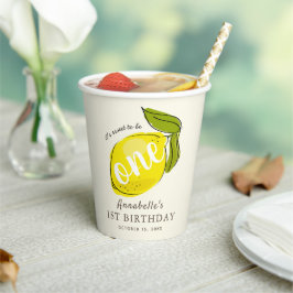 Niedlich Lemon 1. Geburtstag Gelb Pappbecher