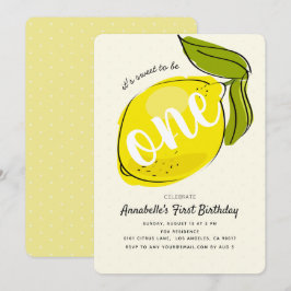 Niedlich Lemon 1. Geburtstag Gelbe Party Einladung