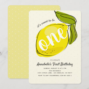 Niedlich Lemon 1. Geburtstag Gelbe Party Einladung