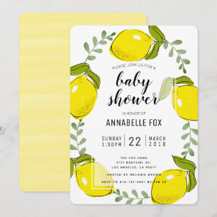 Niedlich Lemon Citrus White Baby Dusche Einladung