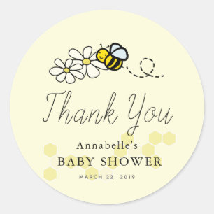 Niedlich Lemon Gelbe Hummel/Honey Bee Baby Dusche Runder Aufkleber