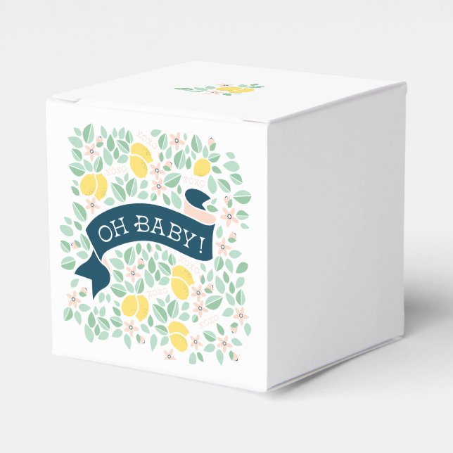Niedlich Lemon Yellow Botanical Baby Dusche Geschenkschachtel (Vorderseite)