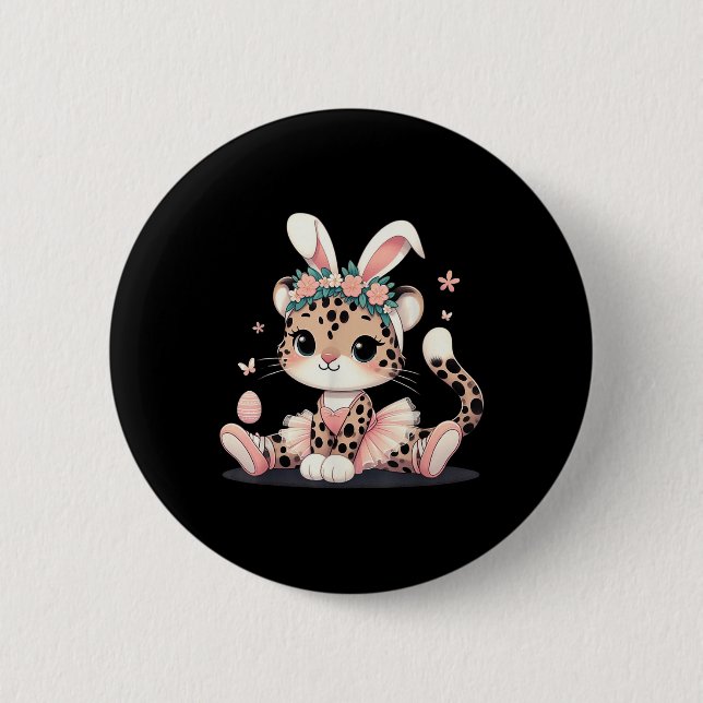 Niedlich Leopard Ballerina Dance Scute Ss Niedlich Button (Vorderseite)