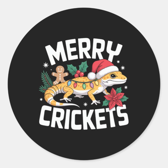 Niedlich Leopard Gecko Christmas Pub Runder Aufkleber (Vorderseite)