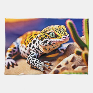 Niedlich Leopard Gecko Sunset Wüstendesign Geschirrtuch