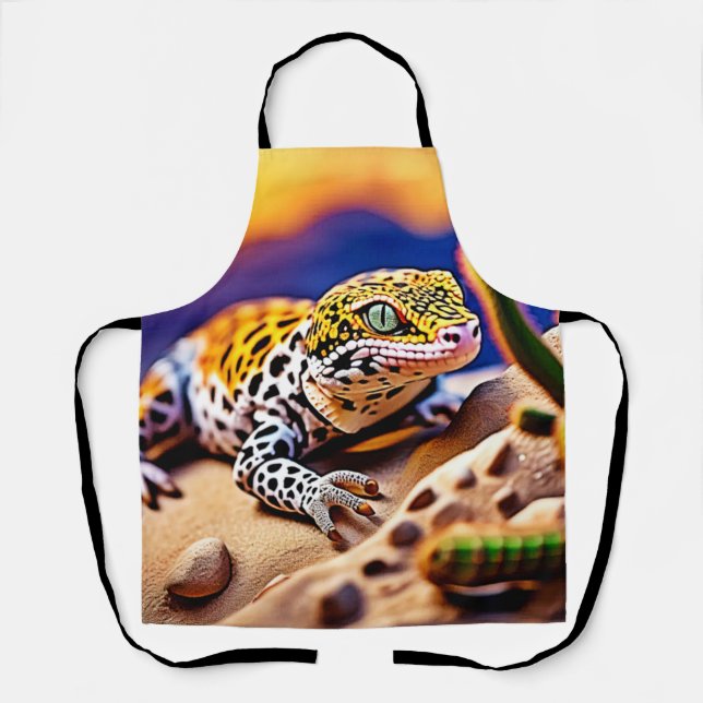 Niedlich Leopard Gecko Sunset Wüstendesign Schürze (Vorderseite)
