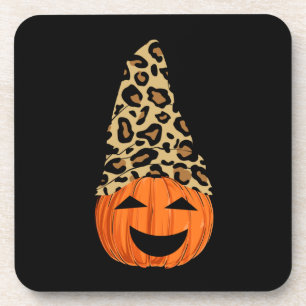 Niedlich Leopard Hat Pumpkin Getränkeuntersetzer