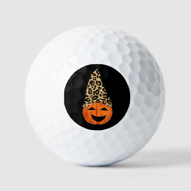 Niedlich Leopard Hat Pumpkin Golfball (Vorderseite)