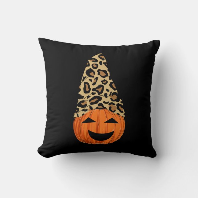 Niedlich Leopard Hat Pumpkin Kissen (Vorderseite)