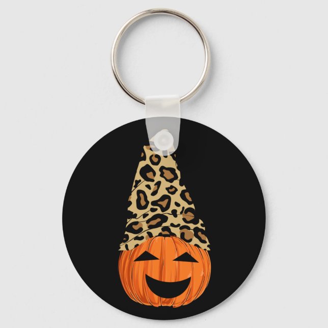 Niedlich Leopard Hat Pumpkin Schlüsselanhänger (Vorderseite)