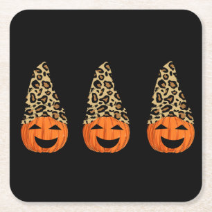 Niedlich Leopard Hat Pumpkins Rechteckiger Pappuntersetzer