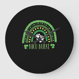 Niedlich Leopard Rainbow Nicu Nurse St Patricks Da Große Wanduhr