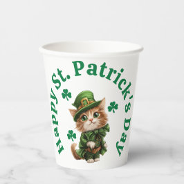 Niedlich Leprechaun Cat Happy St. Patrick's Day Pappbecher