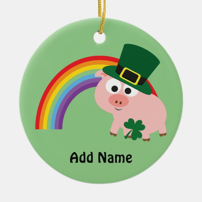 Niedlich Leprechaun Pig Keramik Ornament (Vorne)