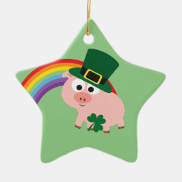 Niedlich Leprechaun Pig Keramikornament