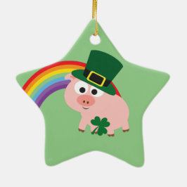 Niedlich Leprechaun Pig Keramikornament