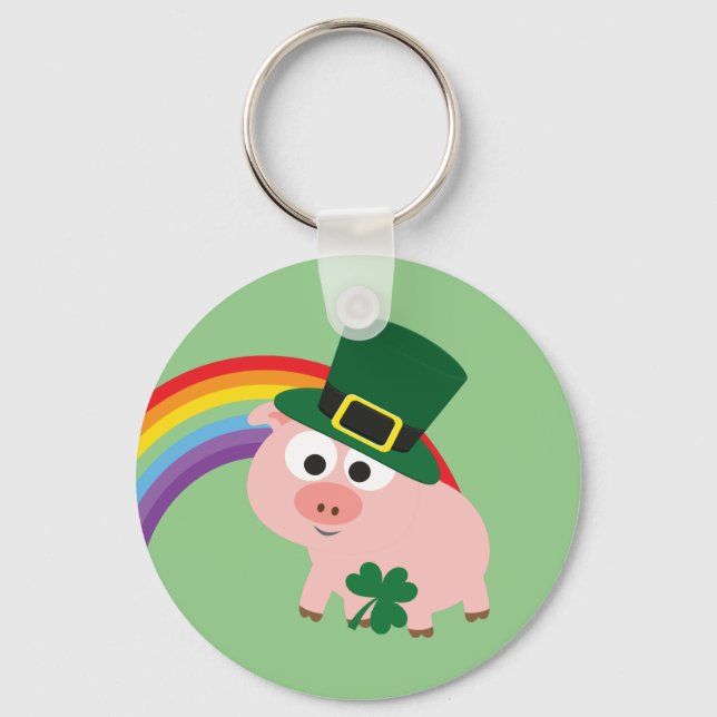Niedlich Leprechaun Pig Schlüsselanhänger (Vorderseite)