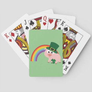 Niedlich Leprechaun Pig Spielkarten