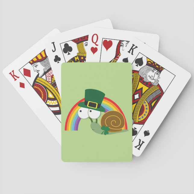 Niedlich Leprechaun Snail Spielkarten (Rückseite)