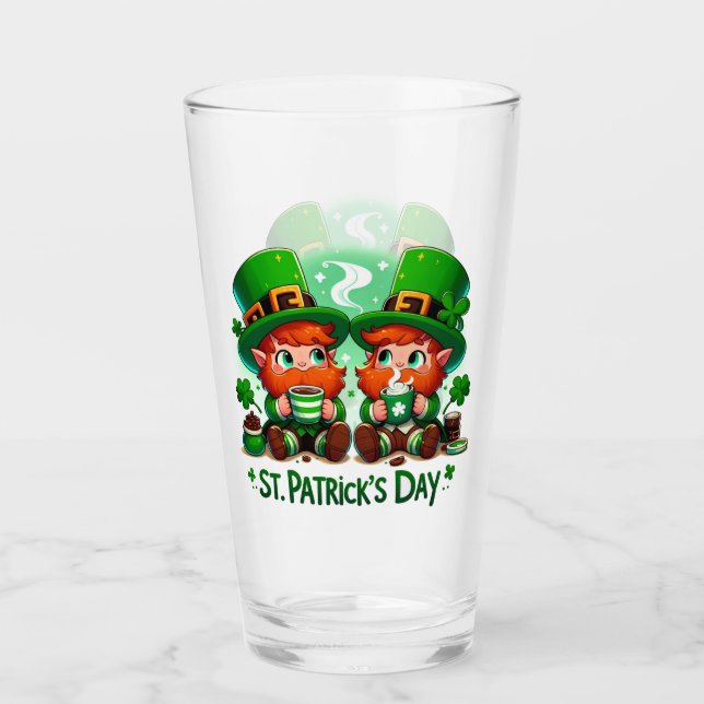 Niedlich Leprechauns St Patricks Day Glas (Vorderseite)