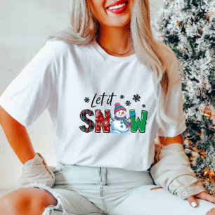 Niedlich Let It Snow Snowman Weihnachten T-Shirt