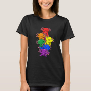 Niedlich Lgbtq Pride Rainbow Axolotl Pile T-Shirt