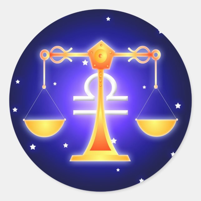 Niedlich Libra Zodiac Runder Aufkleber (Vorderseite)