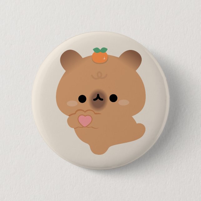 Niedlich Liebe Capybara Button (Vorderseite)