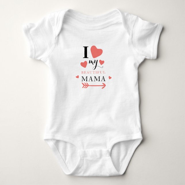 Niedlich Liebe meines schönen Mama Baby Bodysuit Baby Strampler (Vorderseite)