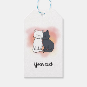 Niedlich liebende Cartoon Katzen auf zartem, rosaf Geschenkanhänger