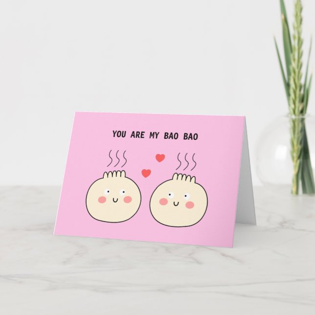 Niedlich liebende chinesische Bao Bun Couple Pun L Karte (Vorderseite)