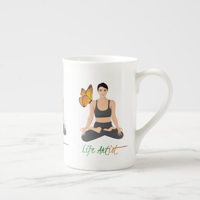 Niedlich Life Artist Slogan Butterfly Yoga Inspira Prozellantasse (Rechts)
