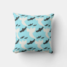 Niedlich Light Blue Ghosts Bats Halloween-Kissen