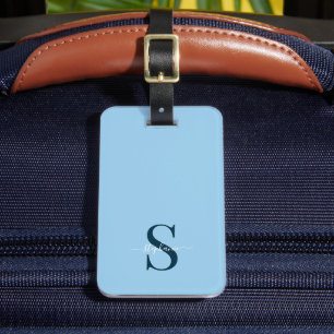 Niedlich Light Blue Monogram Initials und Name Gepäckanhänger