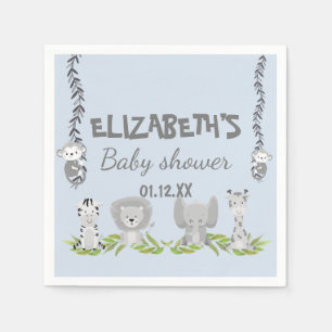 Niedlich Light Blue Safari Animals Boy Baby Dusche Serviette
