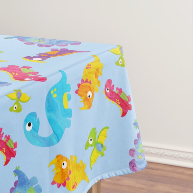 Niedlich Light Pastel Blue Baby Dinosaur Geburtsta Tischdecke (Beispiel)