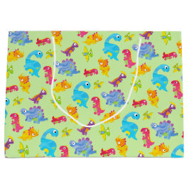 Niedlich Light Pastel Green Baby Dinosaur Geburtst Große Geschenktüte