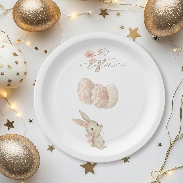 Niedlich Light Pink Baby Bunny Osterfest Pappteller (Von Creator hochgeladen)