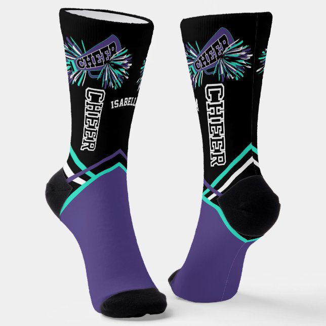 Niedlich Lila, Aquamarin, weiß und schwarz Socken (Gewinkelt)