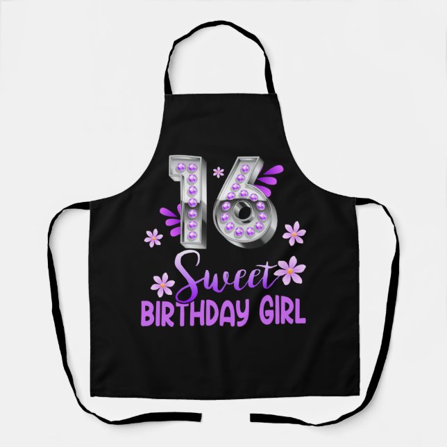 Niedlich Lila Black Sweet 16 Style I 16 th Birthda Schürze (Vorderseite)