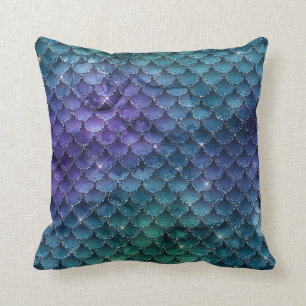 Niedlich Lila Blue Aquamarin Mermaid Scales Kissen